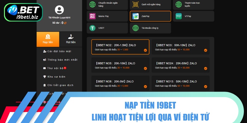 Nạp Tiền I9BET Linh Hoạt Qua Các Phương Thức Phổ Biến 1 Nạp tiền I9BET linh hoạt qua ví điện tử